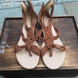 BROWN BRAIDED SANDALS
